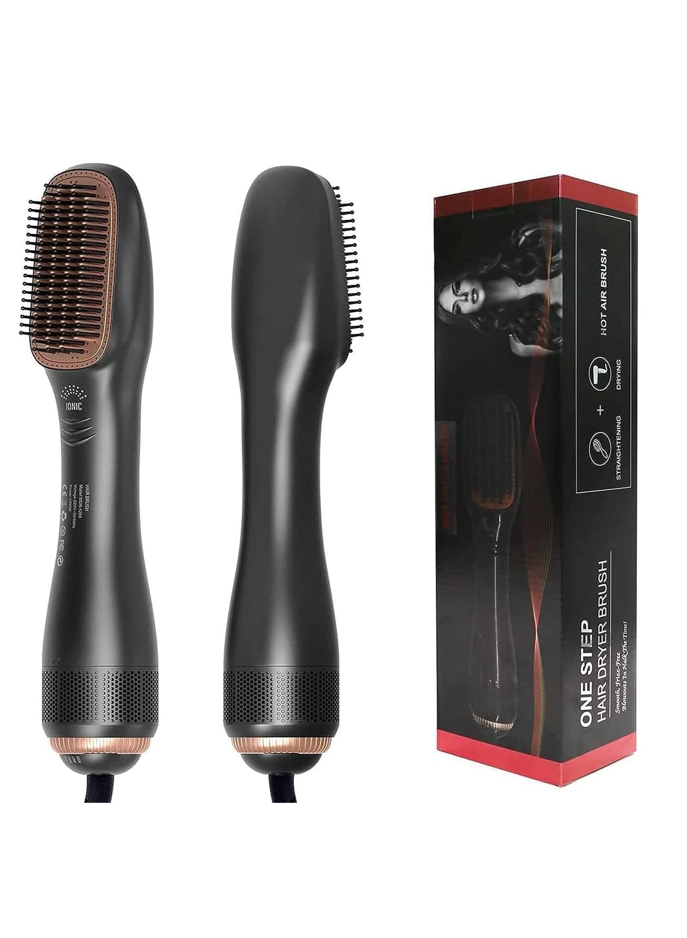 3-in-1 Hair Dryer Brush & Straightener Brush – 1200W Professional Ceramic Tourmaline Ionic Hot Air Brush, One Step Hair Dryer and Styler with 3 Heat/2 Speed Settings, Suitable for All Hair Types