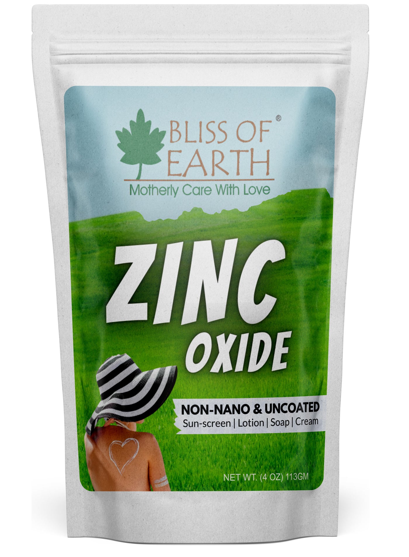 Bliss of Earth 4 oz Zinc Oxide Powder Non Nano & Uncoated for Skin Face, Cosmetic & DIY Product 113Gm
