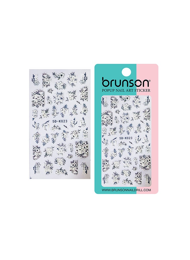 5D Flower Decals Exquisite Self Adhesive Nail Art Decoration Stickers 5D-k023