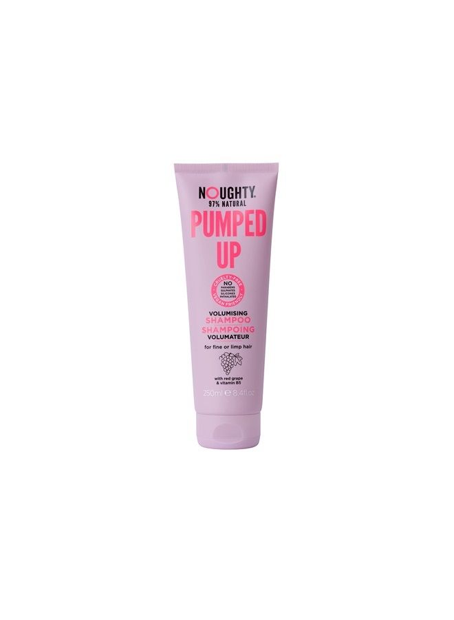 97% Natural Pumped Up Volumising Shampoo to Gently Cleanse and Volumise Fine or Limp Hair with Red Grape and Vitamin B5, Sulphate Free Vegan Haircare 250ml