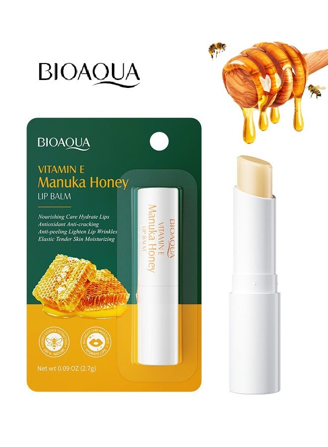 Manuka Honey Lip Balm -  Vitamin E Moisturizing Lip Balm, Honey Colored  Lightens Lip Lines