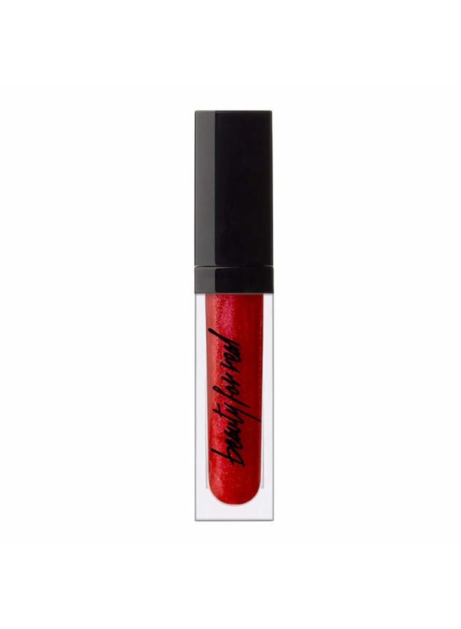 Lip Gloss + Shine, Light My Fire - Opaque Everyday Red - Non-Sticky Plumping & Hydrating Gloss - Light & Mirror In Cap - Contains Marine Collagen - 0.15 fl oz