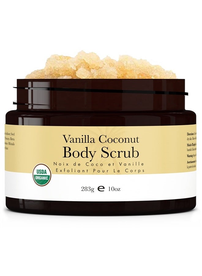 Organic Body Scrub - Vanilla Coconut Sugar Scrub for Body Polish, Exfoliating Body Scrub Exfoliator & Foot Scrub, Body Exfoliator, Body Scrubs for Women Exfoliation, Sugar Scrubs for Women & Men