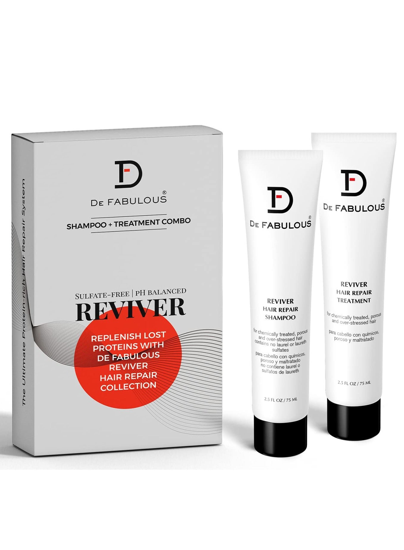 De Fabulous Reviver Shampoo Masque 75ml Travel Pack of 2 All hair types Scalp Health Sulphate Free Reviver