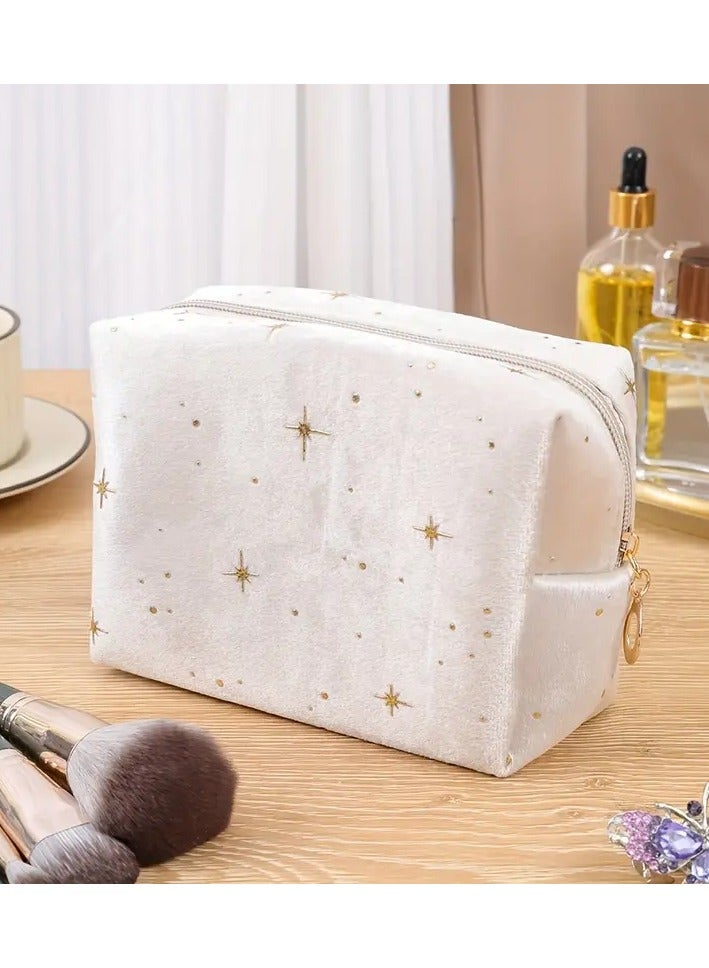 Octagonal Star Print Cosmetic Bag - Multipurpose Portable Storage Organizer for Travel & Home, Holds Makeup Tools, Easy to Clean, Durable, and Stylish