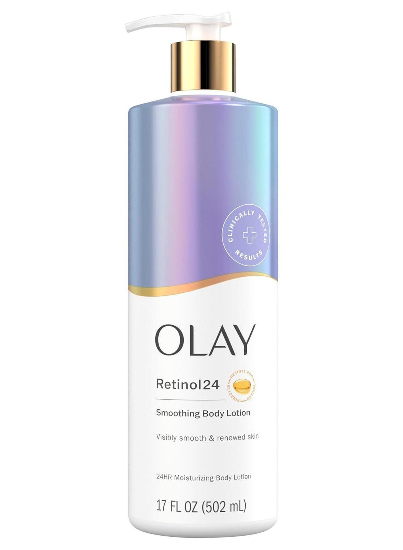 Olay Body Lotion for Women, Smoothing with Retinol Serum, Visibly Smoother Skin, 24hr Moisture & Hydration, Fast Absorbing Formula, Vitamin B3 Complex, For All Skin Types, 17 fl oz