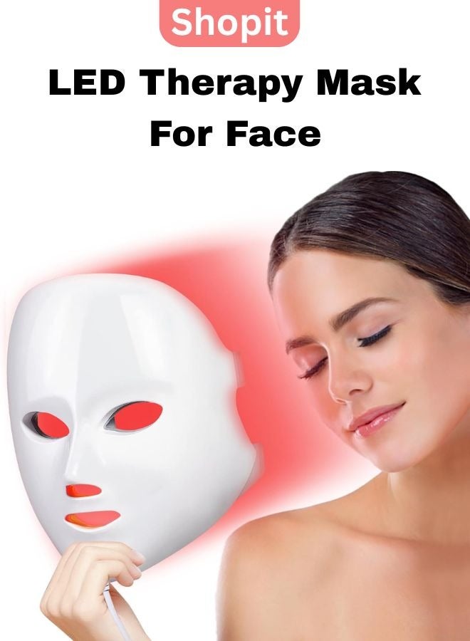 LED Face Mask 7 Color Light Therapy Collagen, LED Facial Mask Skin Rejuvenation Face Care Treatment Beauty Anti Acne Therapy Whitening LED Face Mask