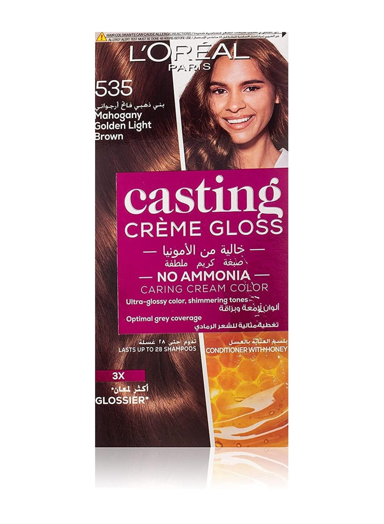 Casting Crème Gloss No Ammonia Hair Color, 535 Mahogany Golden Light Brown