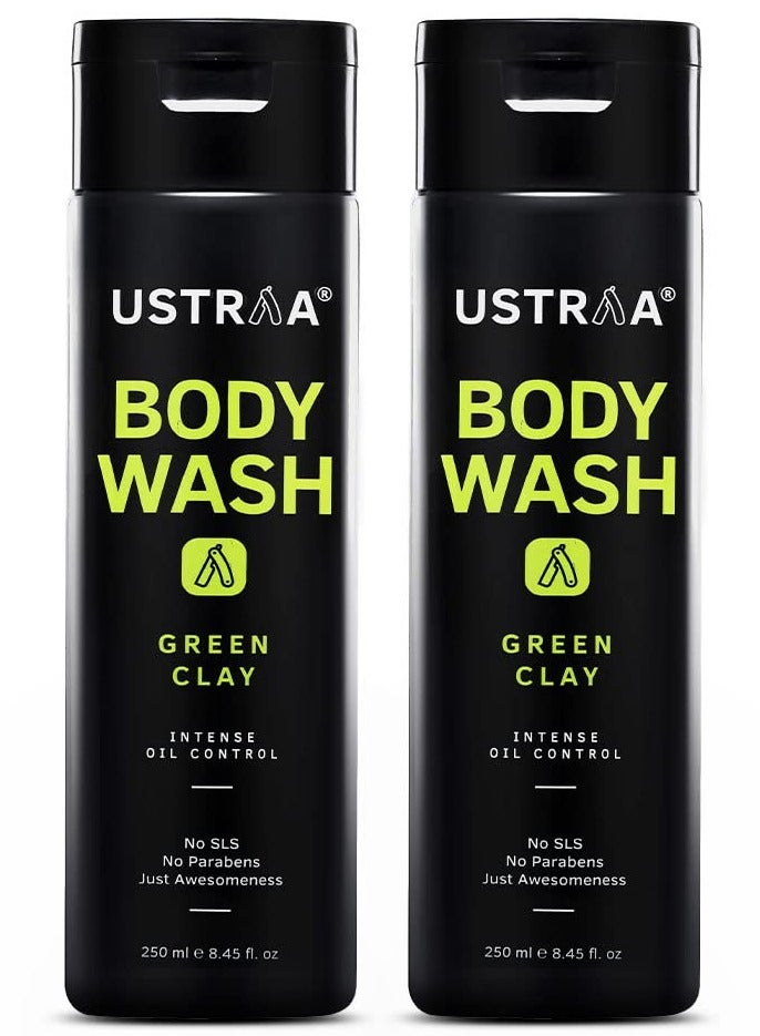 Ustraa Body Wash Green Clay 250 ml set of 2 Intense Oil Control Removes Excess Oil   2 x 250 ml