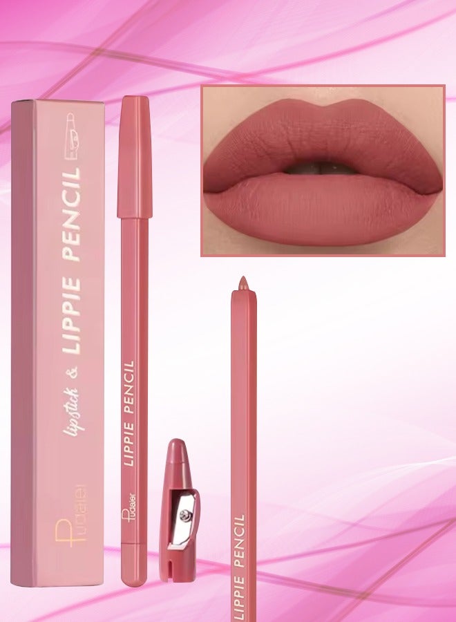 Lippie Pencil Lipstick with Sharpener Soft Lipliner Pencil Easy to Use Lip Makeup Lip Liner Pencil Matte Waterproof Long Lasting Lipstick Lip Contour Makeup Lip Set Full Color 06