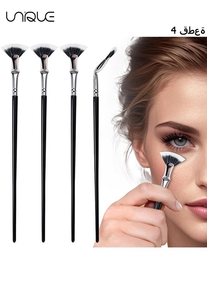 4 PCS Folding Angle Scalloped Lash Brush, New Upgraded Eyelash Fan Brush, Eyelash Separation Tool, Soft Bristles Eyelash Comb, Lengthening Eyelash Makeup Tool, Suitable for Any Make-Up Look