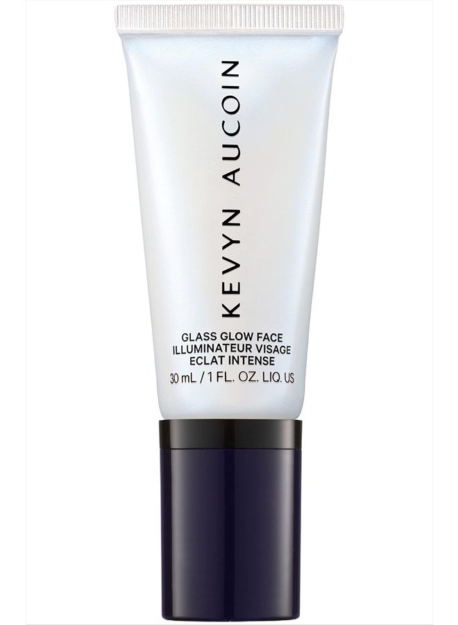 Glass Glow Face, Crystal Clear: Multi-purpose universal dewy highlighter for face and body. Creates glowing youthful-looking hydrated skin with a glassy complexion. Makeup artist go to.