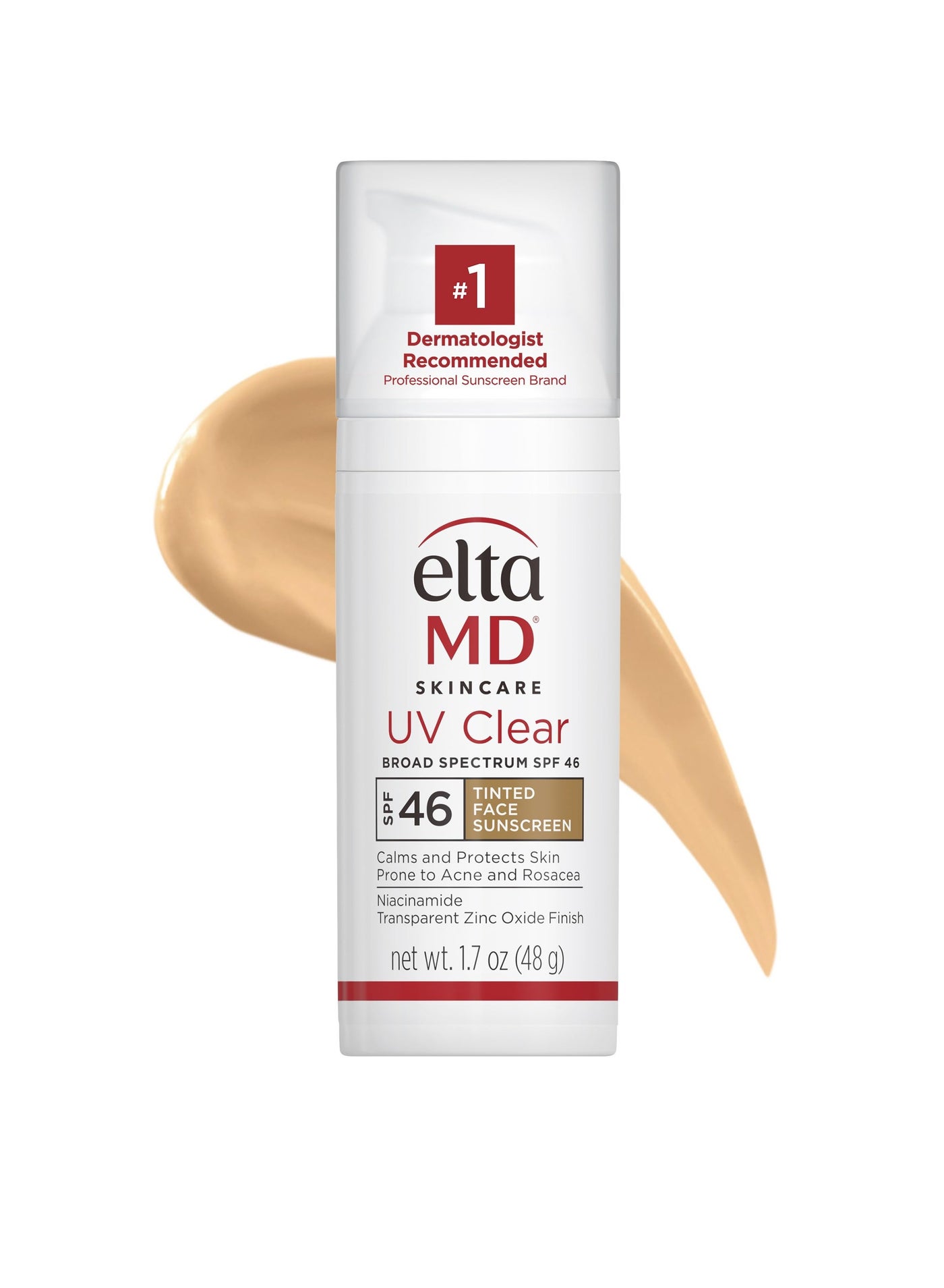 EltaMD UV Clear Facial Sunscreen SPF 46 - For Skin Types Prone To Acne, Rosacea & Hyperpigmentation - Tinted 48g/1.7oz Cream