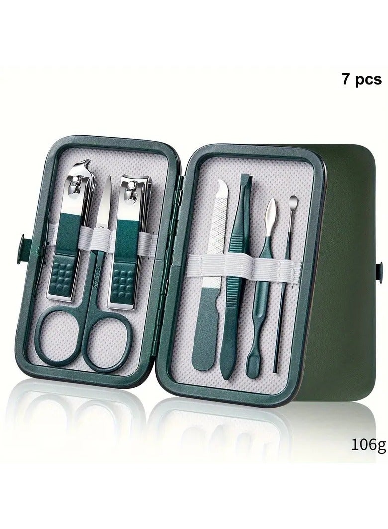 7PCS Nail Clippers Manicure Tool Set, With Portable Travel Case, Cuticle Nippers And Cutter Kit, Professional Nail Clippers Pedicure Kit, Grooming Kit For Travel