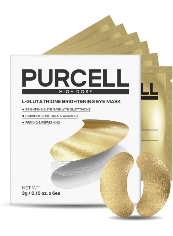 PURCELL L-Glutathione Eye Mask – Brightening & Hydrating Under Eye Patches, Reduces Dark Circles & Puffiness, Unscented, All Skin Types, 6 Pairs (0.10 oz)