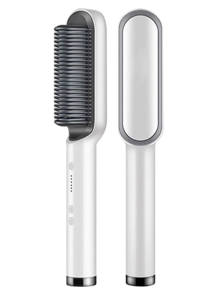Straightener Brush 2 in 1 Brush for Women with 5 Temp & Fast Heating Negative Ion Styling Comb That Smoothes Hair Frizz