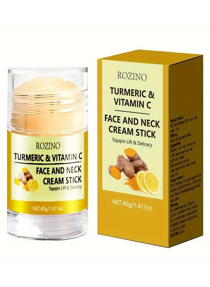 ROZINO Turmeric & Vitamin C Hydrating Face and Neck Cream Stick, 40g - Moisturizing, Lock-in Hydration for Smooth, Radiant Skin, Hypoallergenic, Suitable for All Skin Types