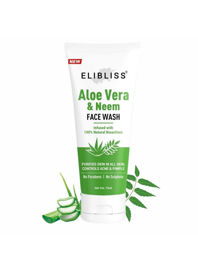 Aloe Vera & Neem Refreshing Gel Face Wash For Glowing Skin - Daily Gentle Exfoliating Facial Cleanser