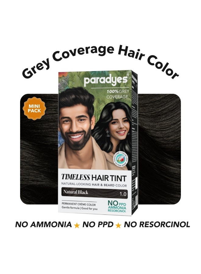 Mini Natural Black Timeless Hair Tint, Permanent Crème Hair Color for Hair & Beard, Complete Grey Coverage, Formula Free from PPD, Ammonia, & Resorcinol, 1.0 Natural Black, 60 GRAM - image 2