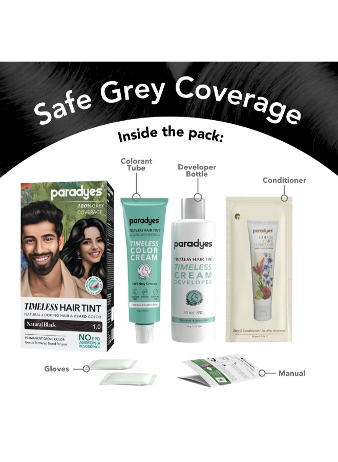 Mini Natural Black Timeless Hair Tint, Permanent Crème Hair Color for Hair & Beard, Complete Grey Coverage, Formula Free from PPD, Ammonia, & Resorcinol, 1.0 Natural Black, 60 GRAM - image 4