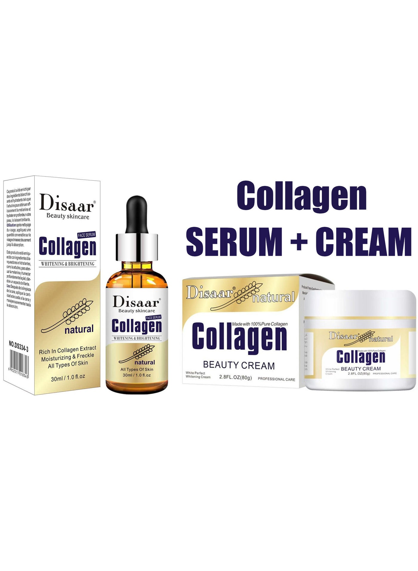 Natural Collagen Whitening And Moisturizing Face Serum 30ml With Beauty Cream 80g