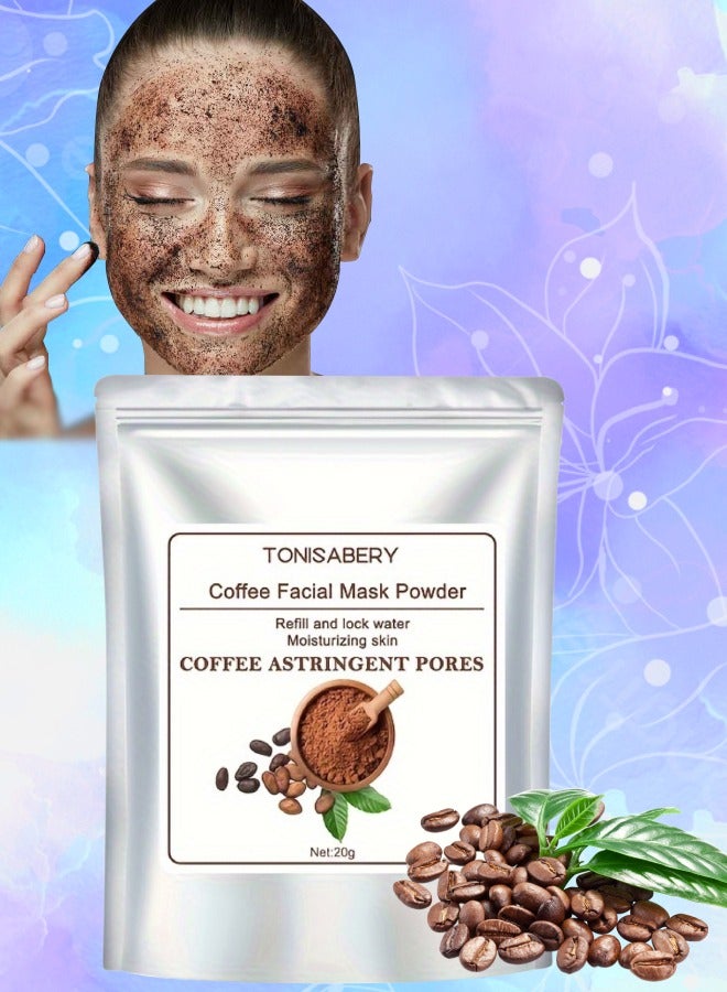 Coffee Facial Mask Powder Peel Off Face Mask Refill and Lock Water Moisturizing Skin Coffee Astringent Pores Cool Oil Control Tighten Pores and Repair Redness and Dry Itching 20g
