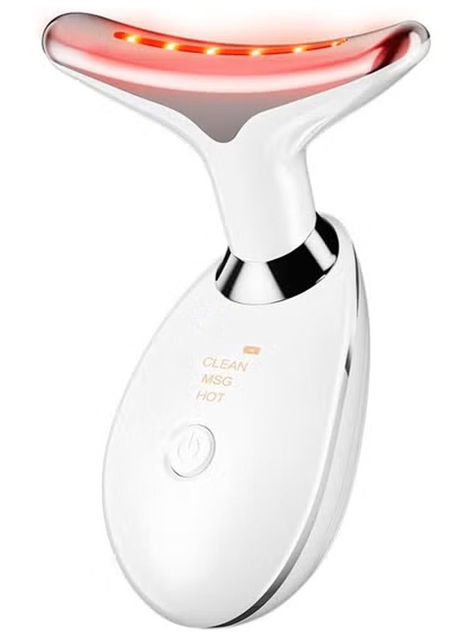 Neck Face Massager & Sculpting Tool with 3 Colour Modes & Vibration – Facial Massager to Reduce Double Chin, Lift and Firm Skin, Enhance Jawline Contour, Improve Blood Circulation, Portable & Rechargeable Beauty Device for Home Use