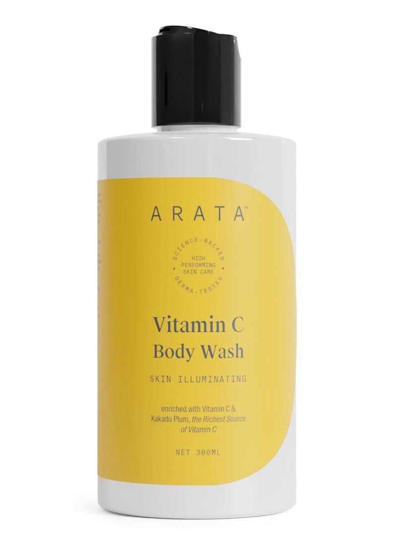 Arata 1% Vitamin C Daily Glow Body Wash For Soft & Even Toned Skin | Helps to Reduce Fades Dark Spots & Pigmentation | Long Lasting Fragrance | No Parabens No Sulfates | 300ML