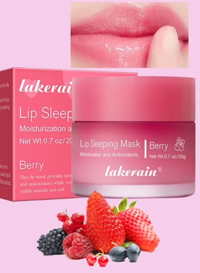 Lip Sleeping Mask Lip Plumper Oil Tinted Lip Balm Overnight Lip Mask Moisture and Collagen Booster Lip Mask Day and Night Repair Lip Balm for Improves Dryness and Cracked Lip Scrubs Berry 02