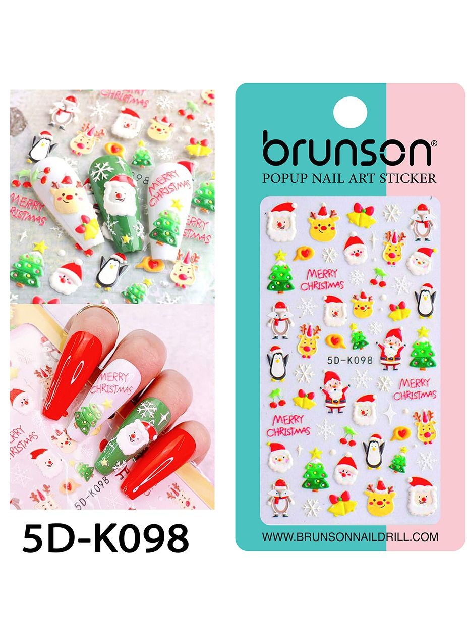 Christmas Nail Art Stickers Snowflake Nail Decals 5D Stereoscopic Embossed Santa Claus Snowman
