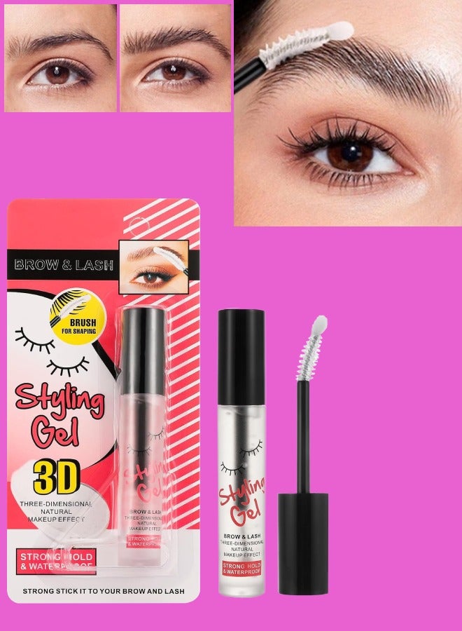 Clear Eyebrow and Lash Styling 3D Gel Waterproof Long Lasting 16 hours Natural Finish Gel Feathery Fluffy and Brow Freeze Eyebrow Styling Wax Transparent Eyebrow and Lash Setting Gel