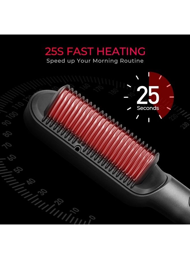 Ring Plus Ionic Hair Straightener Brush - Hair Straightening Comb with Nano Titanium Coating for Even Heat, 9 Temp Settings & LED Screen, Professional Hair Styling Tools, Gifts for Women