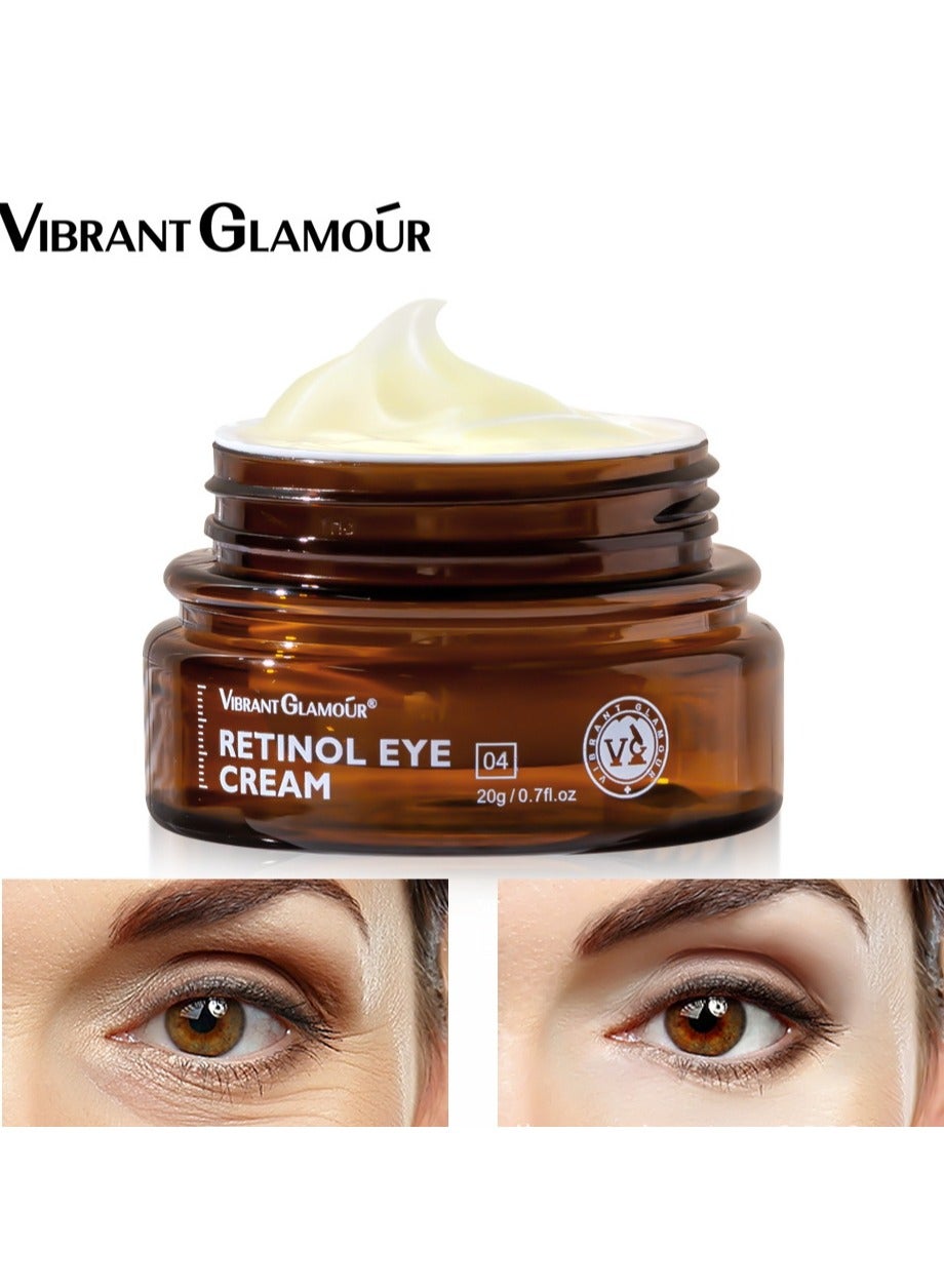 VIBRANT GLAMOUR Retionol Eye Cream Dark Circles Fade Fine Lines Remove Eyes Bags Anti-Wrinkle Firming Brighten Skin 20g