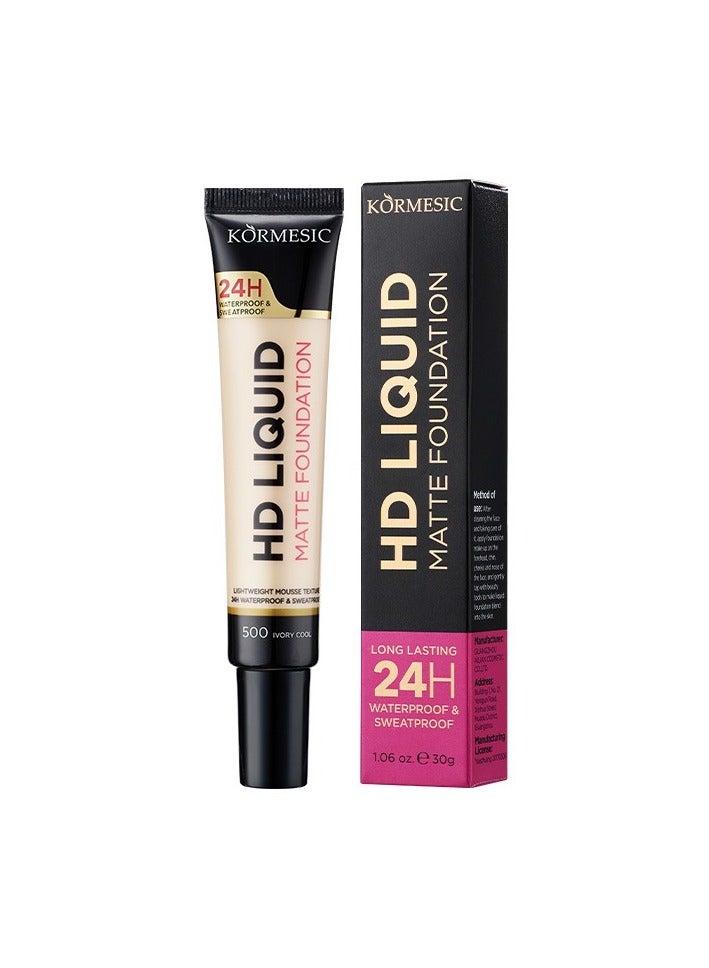 HD Liquid Foundation #500 30g - Lightweight & Long-lasting