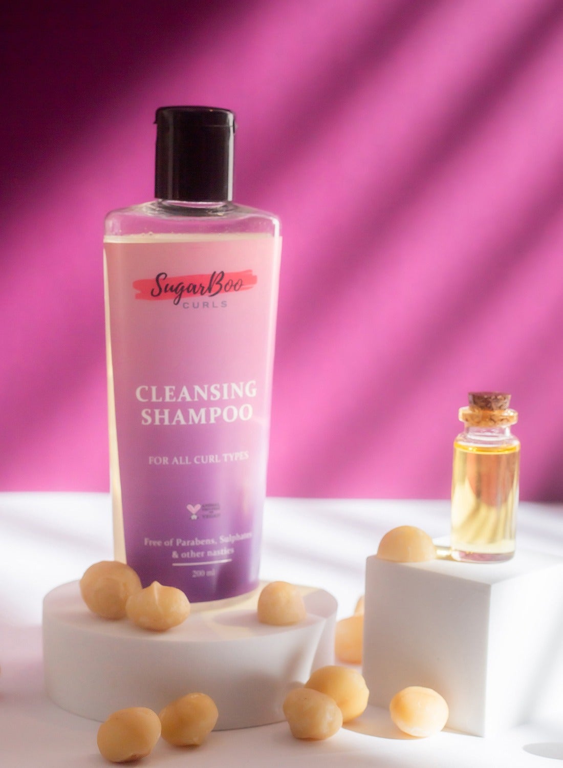 SugarBoo Curls Cleansing Shampoo 7 Ounce for Dry, Frizzy, Wavy, Curly Hair, Vegan and CG Friendly No Parabens, Sulphates and Other Nasties For All Hair Types