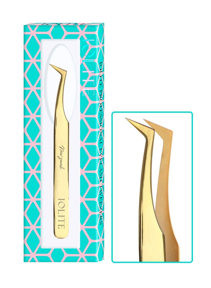 Eyelash Extension Tweezers for Volume Lashes Professional Precision Stainless Steel Mega Curved Angled Tips Tweezer Tools for Individual Eye Lash Extensions 3D 6d Fan with paper case