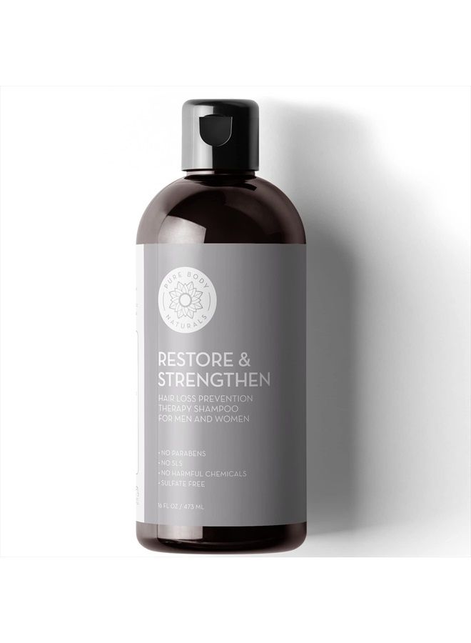 Hair Loss Shampoo to Restore and Strengthen, Large 16 Ounce, DHT Blocker Shampoo for Thinning Hair, for Men and Women by Pure Body Naturals (Label Varies)