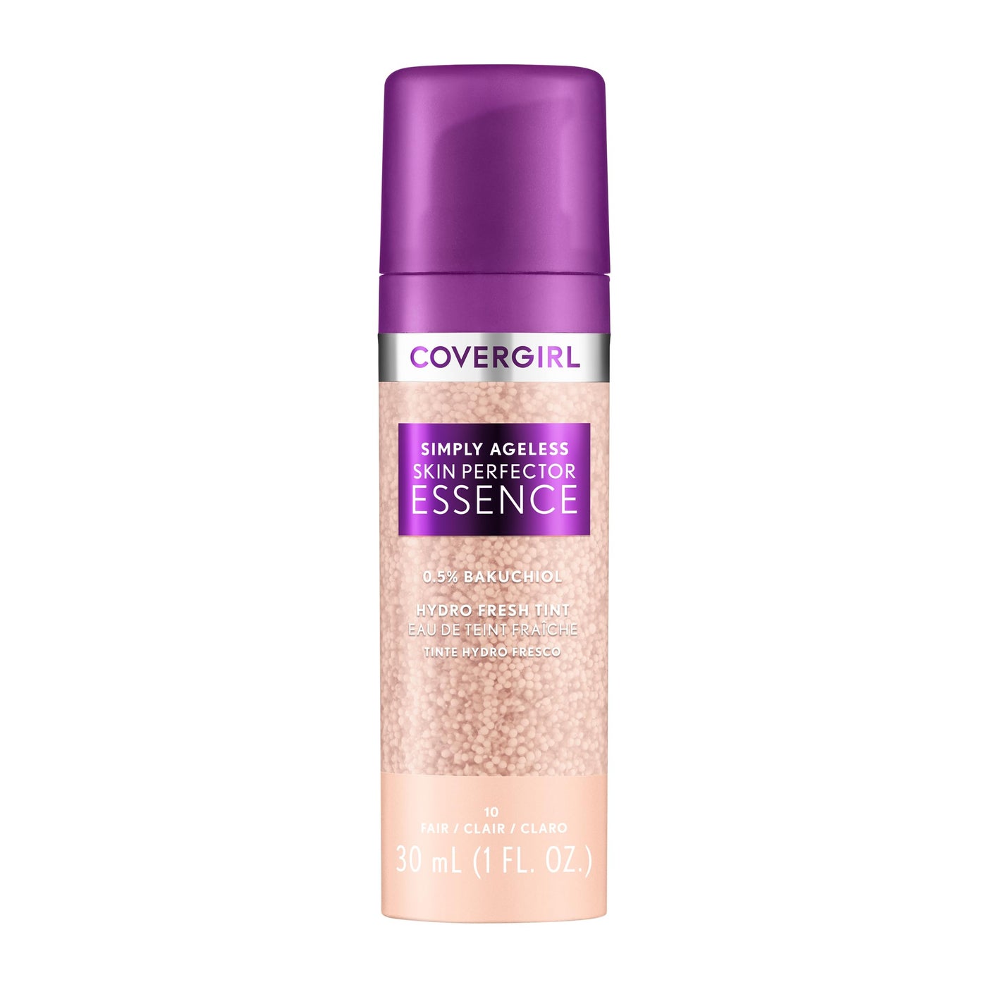Covergirl Simply Ageless Skin Perfector Essence Foundation, 10 Fair, Tinted Skincare Makeup Hybrid, Sheer Tint, Radiant Finish, Glowy Finish, Vegan Formula, 1.0oz