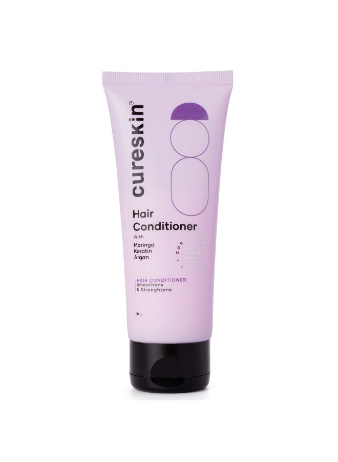 Cureskin Keratin Smooth Conditioner With Moringa, Keratin And Argan | Strenghtens And Nourishes For Damaged Hair, 80 Gram (Pack Of 1)
