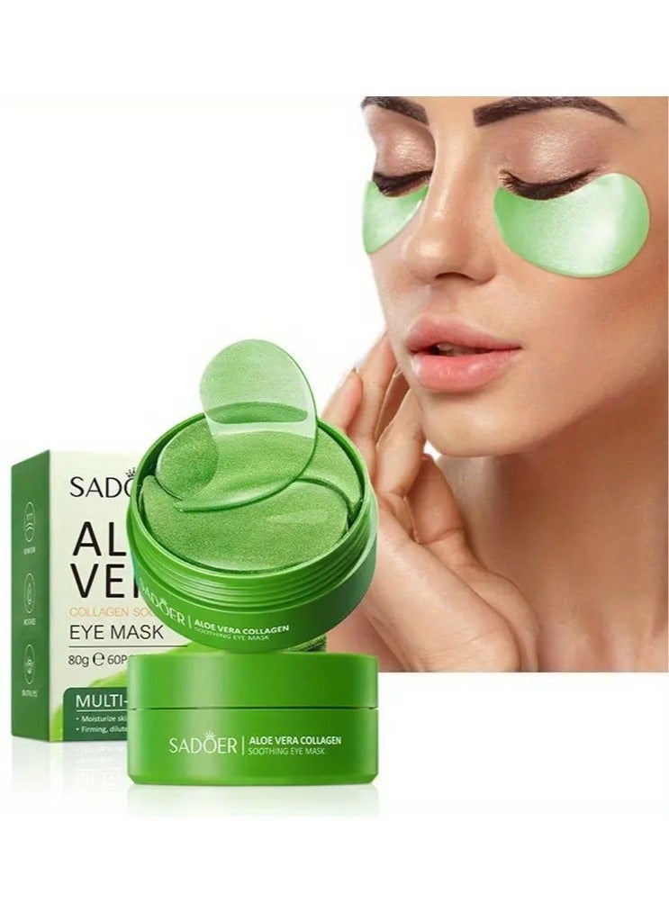 60pcs/Box, Luxurious Aloe Vera Collagen Crystal Eye Masks - Deeply Moisturizing, Firming, and Revitalizing Eye Care for a Radiant Look - Gentle, Non-Irritating, and Easy to Use