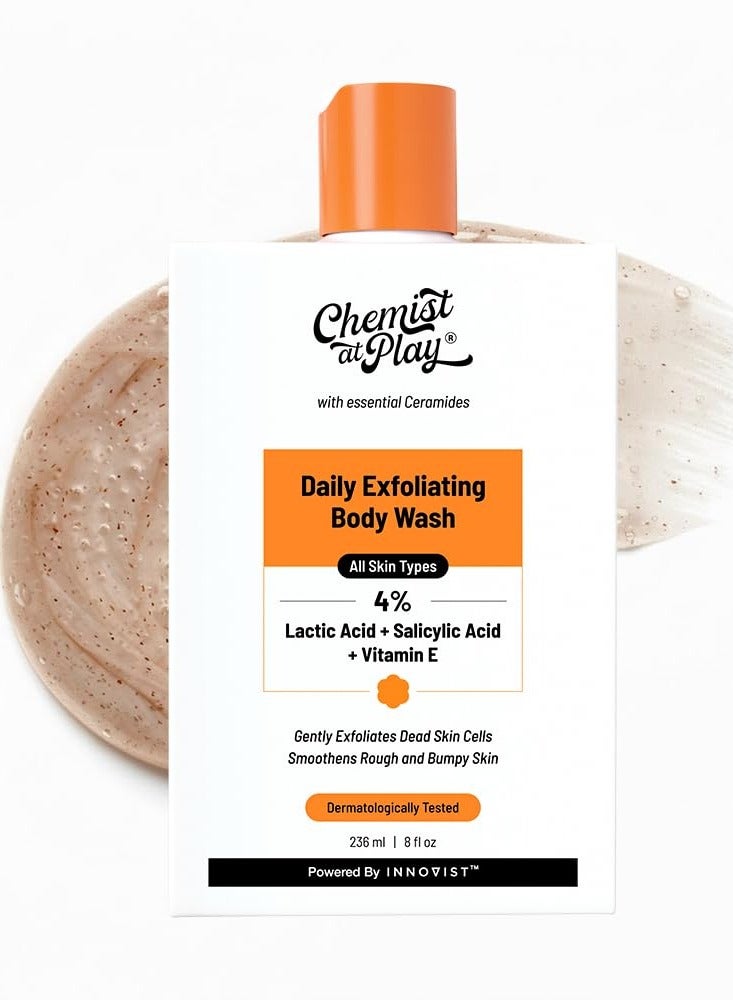 Exfoliating Body Wash 236ml Removes Tan Fights Body Acne, Strawberry Skin  4% Salicylic Acid Vitamin E and Lactic Acid Gentle Exfoliating Shower Gel For Women and Men