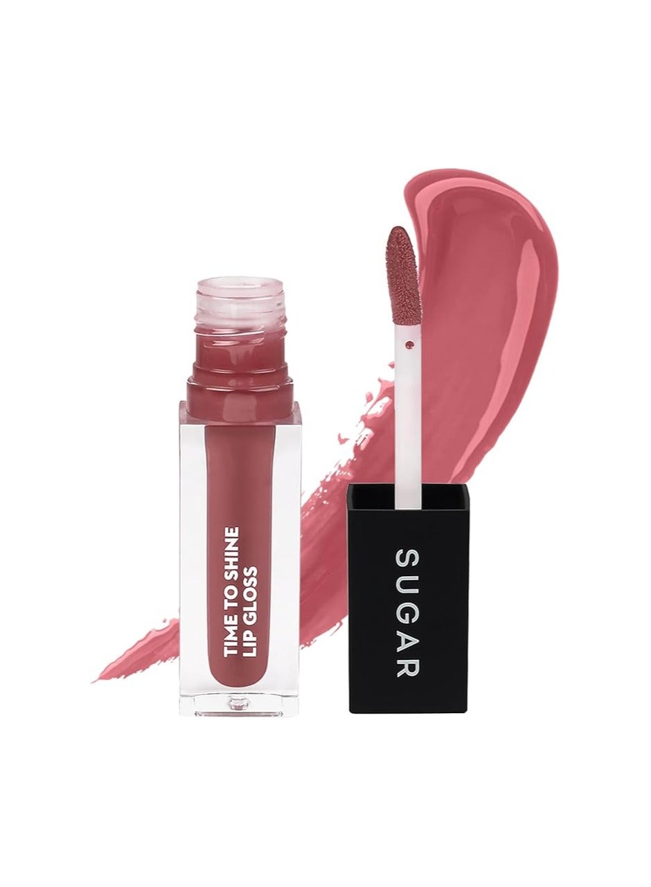 SUGAR Cosmetics - Time To Shine - Lip Gloss - 02 Velma Pinkley (Pink Nude) - 4.5 gms - High Shine Lip Gloss with Jojoba Oil