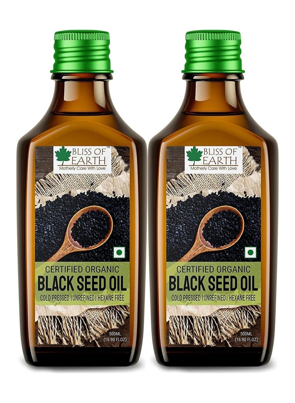 500ml Organic Black Seed Kalonji Oil For Eating & Hair Cold pressed & Hexane Free Pack of 2