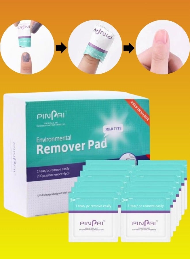 200 PCS Environmental Remover Pad Quick Dry Nail Polish Remover Wipes Individually Wrapped Nail Polish Removers Wet Wipes for Removing Gel Nail Polish Remover Pads