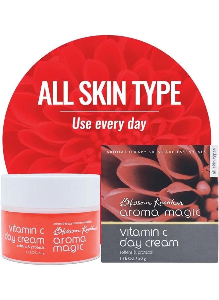 Aroma Magic Vitamin C Day Cream With SPF 15 | With Aloe Vera & Shea Butter | Protects From Sun Damaged | Anti Aging Moisturizer | For Soft, Smoothen Skin | 1.76 Oz (50g)