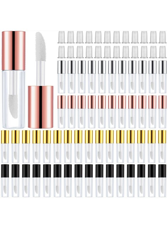 100 Pieces 1.2 ml Clear Mini Lip Gloss Tube Refillable Empty Lip Balm Gloss Containers Bottles Transparent Mini Lipstick Containers for Women Girls DIY Makeup (Gold, Rose Gold, Black, Silver)