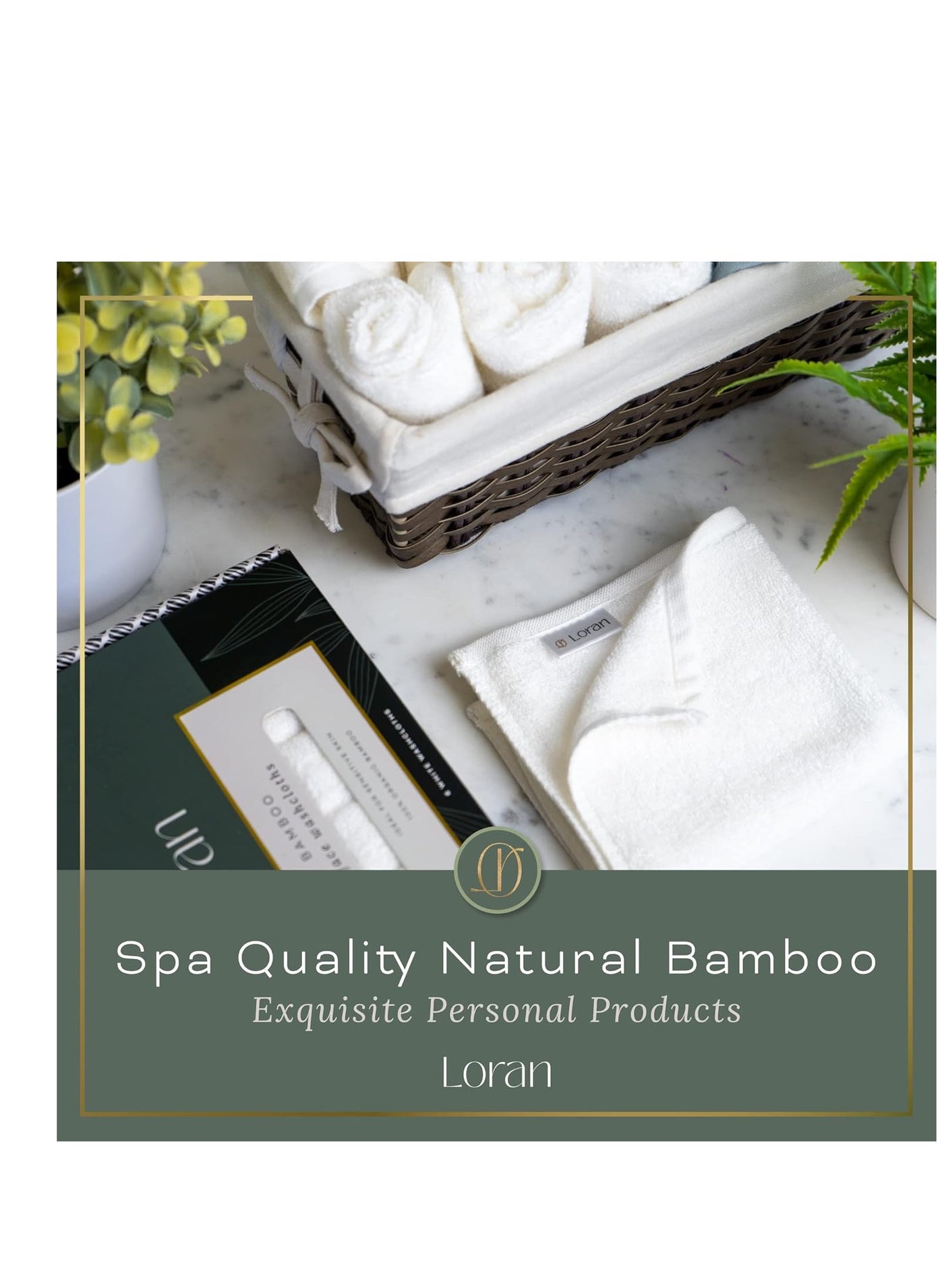Loran White Washcloths Set of 6 Soft Facial Cloths 10â€ x 10â€ 100% Viscose Derived from Bamboo Spa-Like Feel Silky Face Cloth for Skin Cleansing