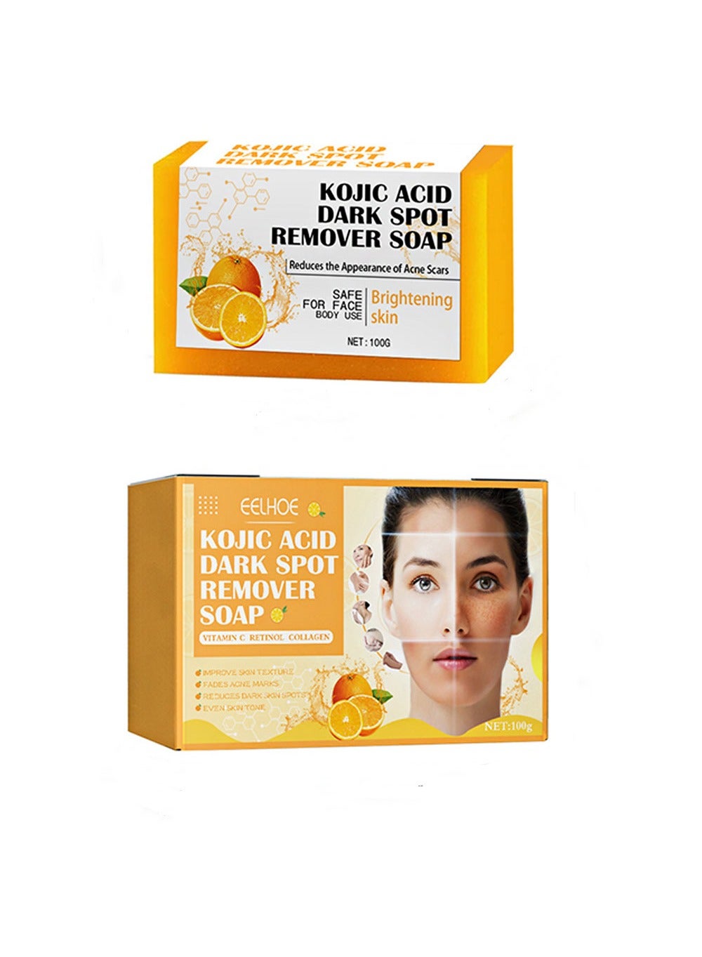 Kojic Acid Dark Spot Remover Soap Bars with Vitamin C, Retinol, Collagen for Hyperpigmentation, Moisturizing & Nourishing