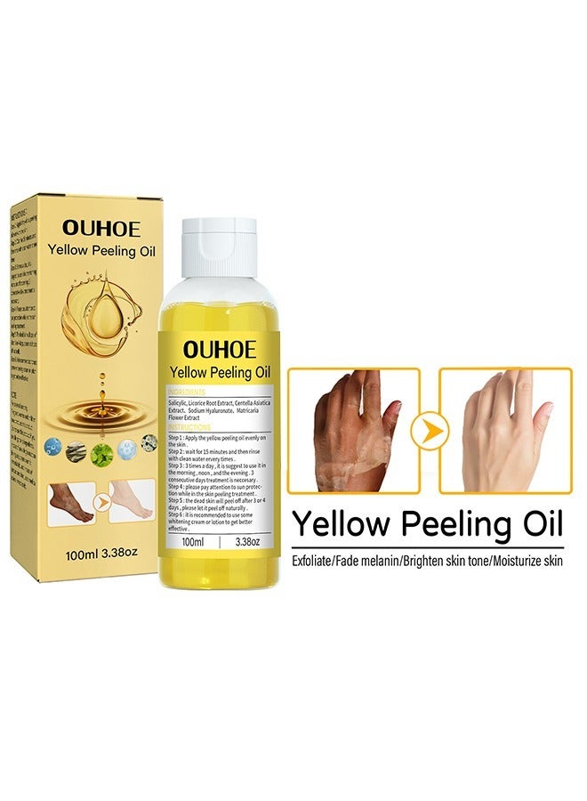 100ml Super Strength Yellow Peeling Oil Exfoliating Dark Skin for Body, Yellow Peeling Oil Body Whitening Skins, Butter Peeling Lightening Brighten Complexion for Cleansing and Moisturizing