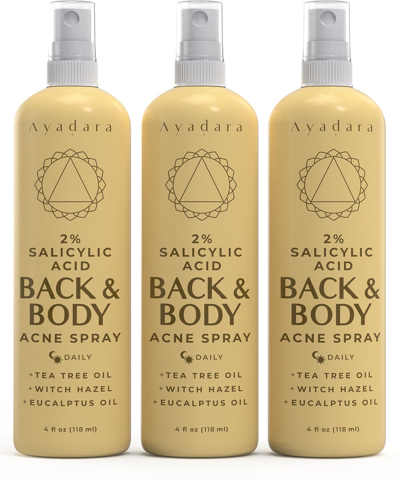 Acne Body Spray with 2% Salicylic Acid, Back & Body Acne, Cystic Back Acne Spray Chest, Butt and Body Acne for Hormonal, Bacne for Teens Adults, 3-Pack